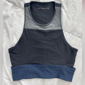 Outdoor Voices Athena Tri-tone crop top sports bra in black navy grey